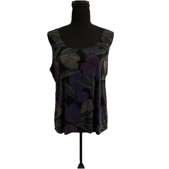 Chicos Travelers Size 3 Womens XL Top Shell Tropical Tank Sleeveless Stretch USA - Picture 1 of 6